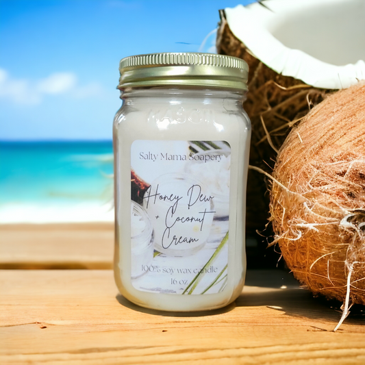 Honeydew + Coconut Cream Mason Jar Candle